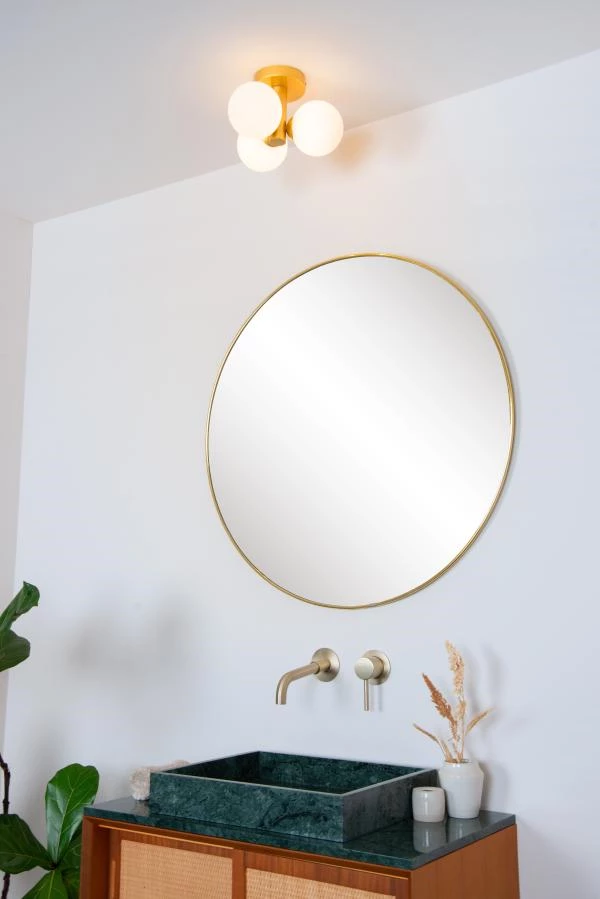 Lucide TRUDY - Flush ceiling light Bathroom - Ø 28 cm - 3xG9 - IP44 - Matt Gold / Brass - ambiance 3